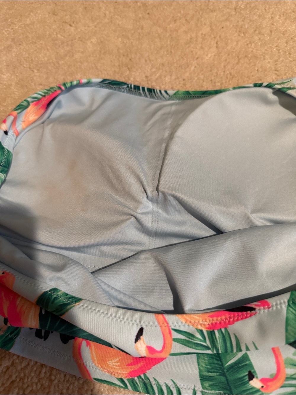 Old Navy Tropical Flamingo Print Bikini Top - Green & Pink - Picture 6 of 7